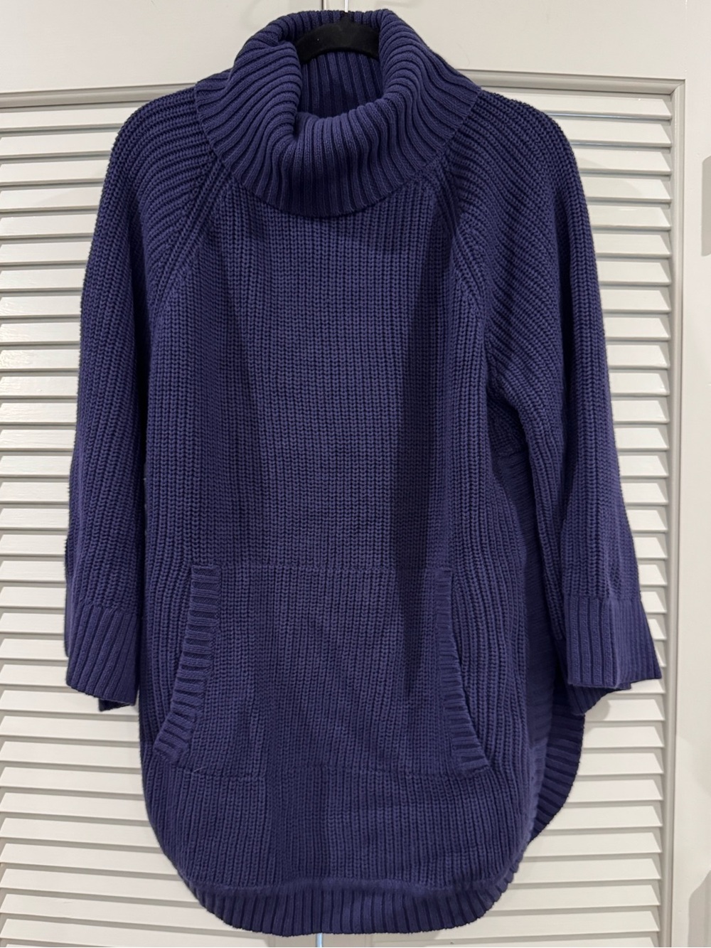 UGG Deep Navy Ribbed Turtleneck Poncho Sweater